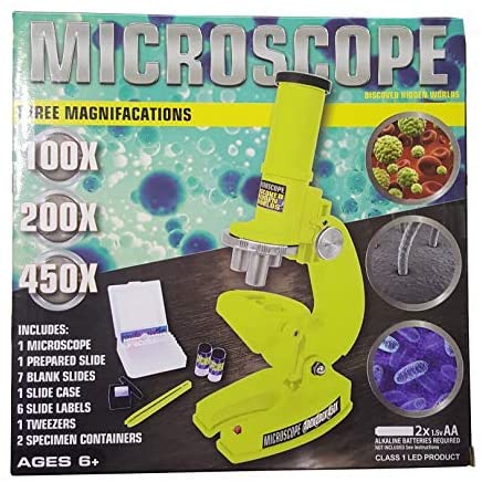 For Kids Kids Microscope with 3 MagnificationsUP to 450X Discover Hidden Worlds Yellow