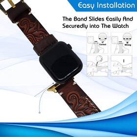Vintage Handmade Tooled Apple Watch Band Leather watch band For Apple Watch Series 5 4 3 2 1 3840mm For All Occasion Rose Brown 3840mm