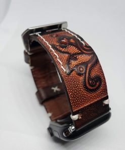 Vintage Handmade Tooled Apple Watch Band / Leather watch band / For Apple Watch Series 5, 4, 3, 2, 1, - 38/40mm For All Occasion (Rose Brown, 42-44mm)