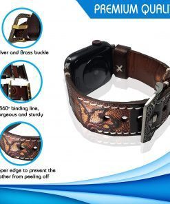 Vintage Handmade Tooled Apple Watch Band Leather watch band For Apple Watch Series 5 4 3 2 1 3840mm For All Occasion Rose Brown 42 44mm