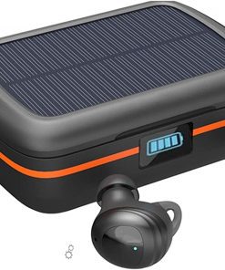 Bluetooth 5.0 Deep Bass Earbuds Solar Charging Earbud Earphones 7 Hours Playtime True Wireless 2500maH