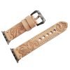 Hand Carved Natural Leather Watch Band Strap Replacement Tooled Band Compatible with Apple Samsung Watch Series