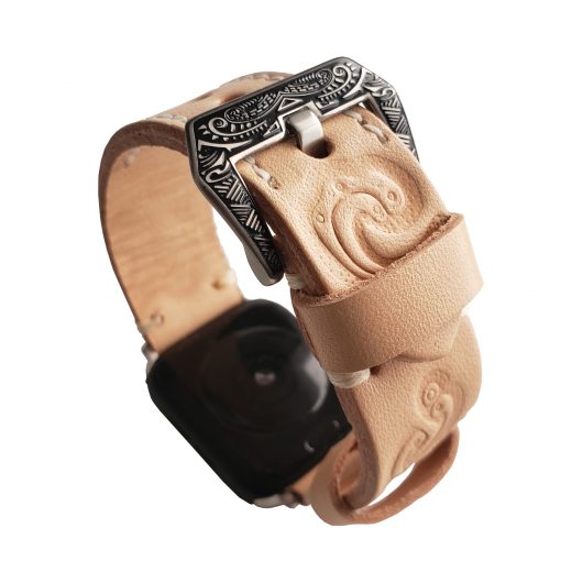 Hand Carved Natural Leather Watch Band Strap Replacement Tooled Band Compatible with Apple Samsung Watch Series