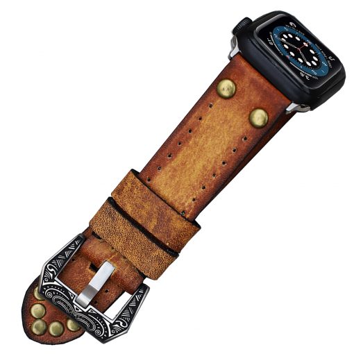 Rugged Studded Vintage Apple Watch Band Strap Crazy Cow Apple Watch Series 1 6 42mm 44mm