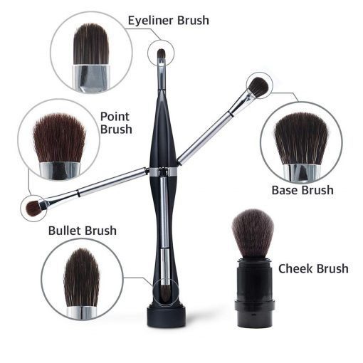 All in One makeup brush Makeup Brush Set 5 Brushes Base, Blending, Point, Eyeliner, Cheek Brushes in One Tool-Made In Korea