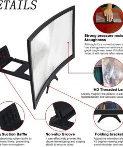 12'' Curved Screen Magnifier for Cell Phone, 3D HD Screen Magnifying Movies, Videos, and Gaming Amplifier Projector Cell Phone Screen Enlarger