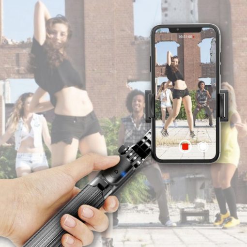 Gimbal Stabilizer for Smartphone with Extendable Bluetooth Selfie StickTripod 1 Axis Multifunction Remote 360°Automatic Rotation iPhoneAndroid geeekymecom