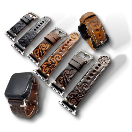 NatoGears Handmade Tooled Watch Leather Vintage Strap/Bands