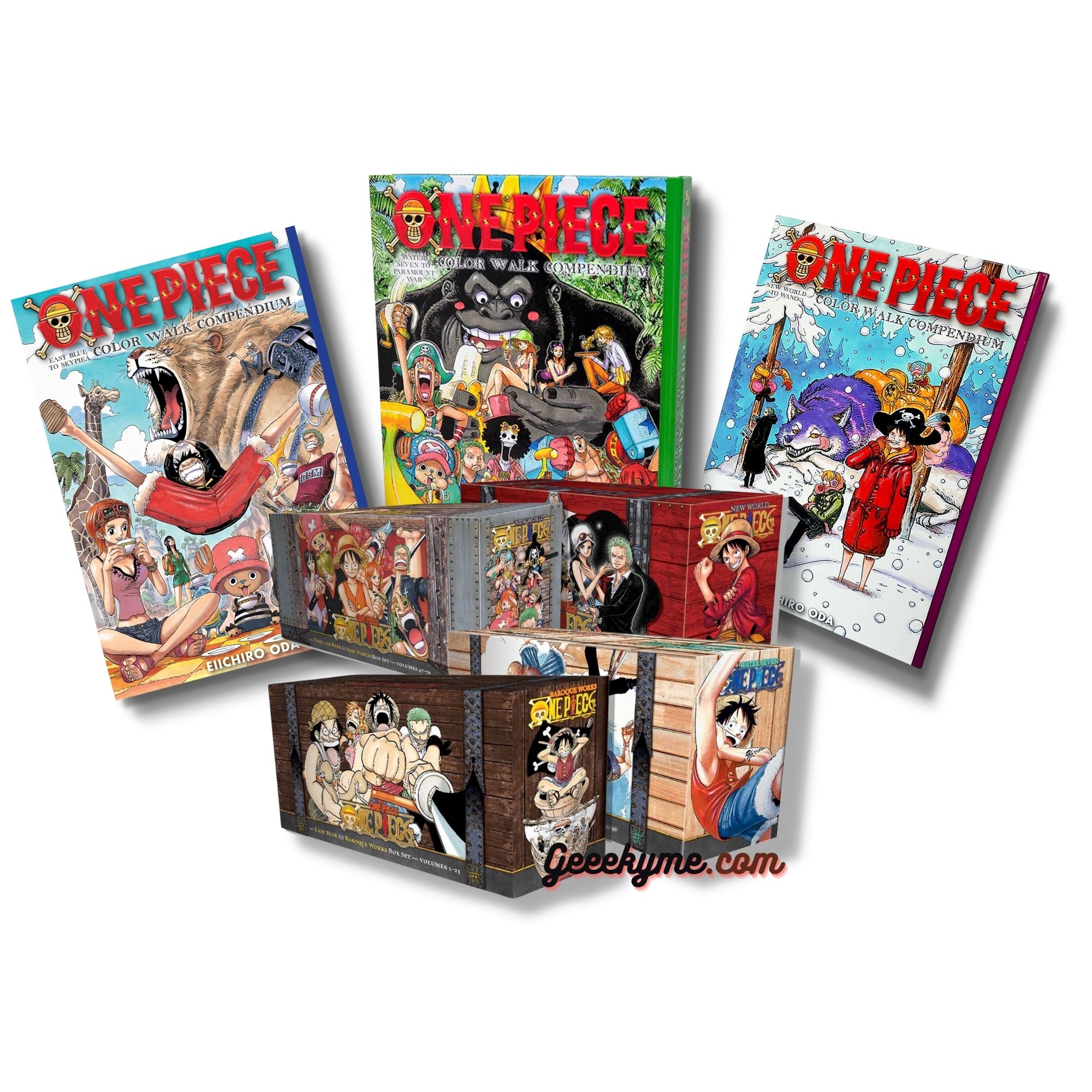 One Piece Manga Box Sets 1, 2, 3 & 4 W_Color Compendiums 1,2&3_ geeekyme.com