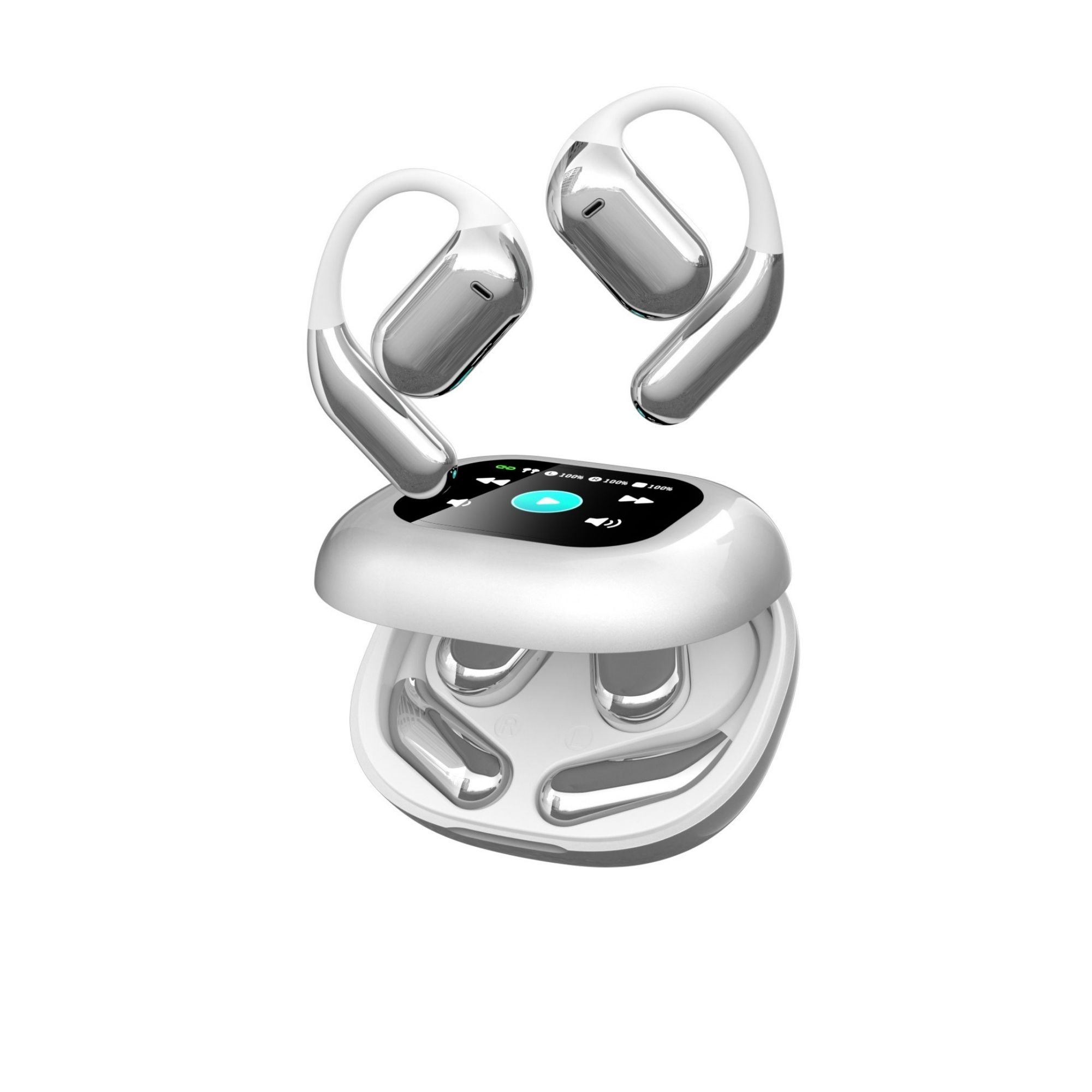 Bluetooth AI Translation Earbuds - Silver Bluetooth AI Translation Earbuds - 144 Language Translator Music and Call Earbuds