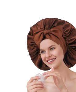 Satin Silk Bonnet Set for Women with Adjustable Soft Tie Band, Double Layer Hair Bonnet - Sleeping Cap Sweet Brown