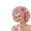Satin Silk Bonnet Set for Women with Adjustable Soft Tie Band, Double Layer Hair Bonnet - Sleeping Cap deep Beige