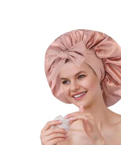 Satin Silk Bonnet Set for Women with Adjustable Soft Tie Band, Double Layer Hair Bonnet - Sleeping Cap deep Beige