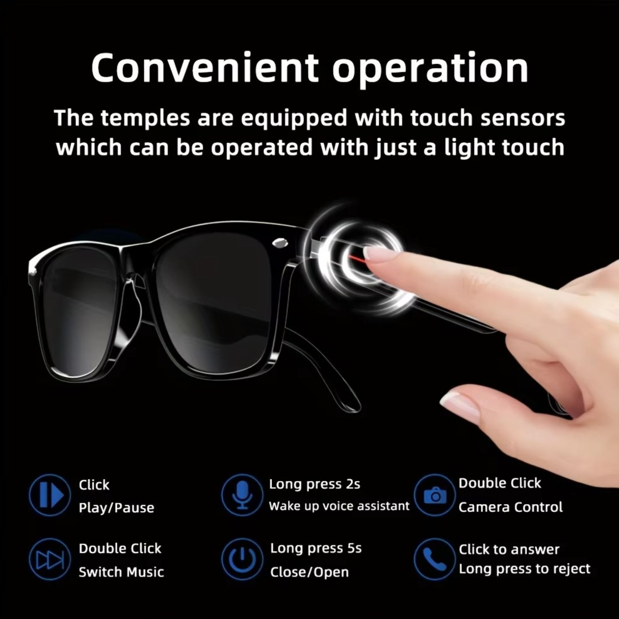 5 Smart Bluetooth Audio Sunglasses – Open-Ear Sound, Hands-Free Calls & UV Protection